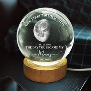Gift For Mother,Gift For Father,New Dad,New Mom,New baby,Love - Moon Phase Our First Mother's Day Father's Day - Personalized Crystal Globe Lamp