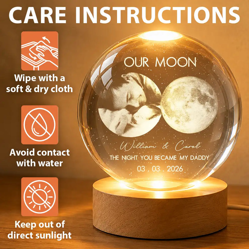 Gift For Couples,Gift For Husband,Gift For Wife,Gift For Boyfriend,Gift For Girlfriend,Parents,Gift For Mother,Gift For Father,Married ,Engaged,Love - Moon Phase The Beginning Of Our Forever - Personalized Crystal Globe Lamp