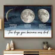 Love,Family,Parents,Gift For Grandparents,Gift For Mother,Gift For Father - Moon Phase The Day You Became Our Dad - Personalized Poster