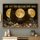 Gift For Mother, Gift For Grandma, Happy - Moon Phase The Day You Become Our Mom Mum Grandma Vintage Style - Personalized Poster