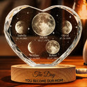 Gift For Mother,Gift For Grandma,Gift For Father,Gift For Grandpa,Love,Moon Phase - Moon Phase We Love You To The Moon And Back - Personalized Crystal Heart Shaped Lamp