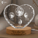 Gift For Mother,Gift For Grandma,Gift For Father,Gift For Grandpa,Love,Moon Phase - Moon Phase We Love You To The Moon And Back - Personalized Crystal Heart Shaped Lamp