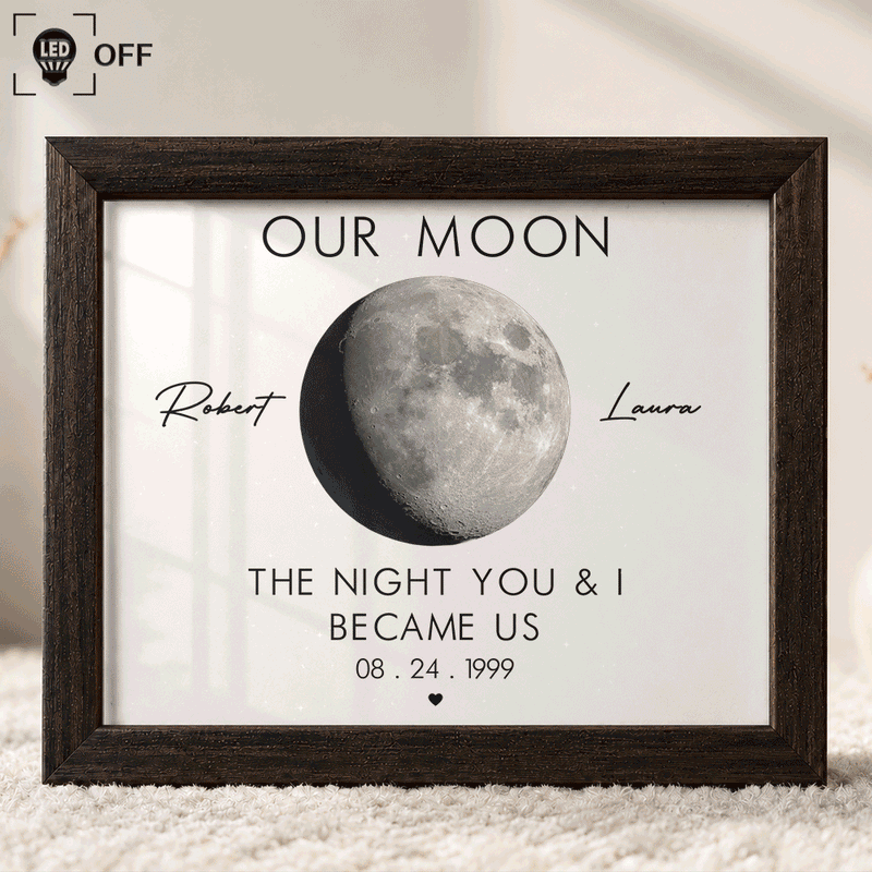 Anniversary,Romantic,Gift For Couples,Moon Phase - Moon Phase The Beginning Of Our Forever - Personalized LED Light Shadow Box