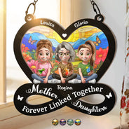 Gift For Mother,Love,Mom,Daughters,Gift For Daughter - Mother And Daughter Forever Linked Together 3D Effect - Personalized Window Hanging Suncatcher Ornament
