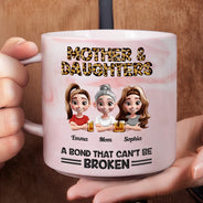 Gift For Mother, Gift For Daughter, Mom - Daughters (Adult), Happy - Mother And Daughters A Bond That Can't Be Broken - Personalized Marble Mug