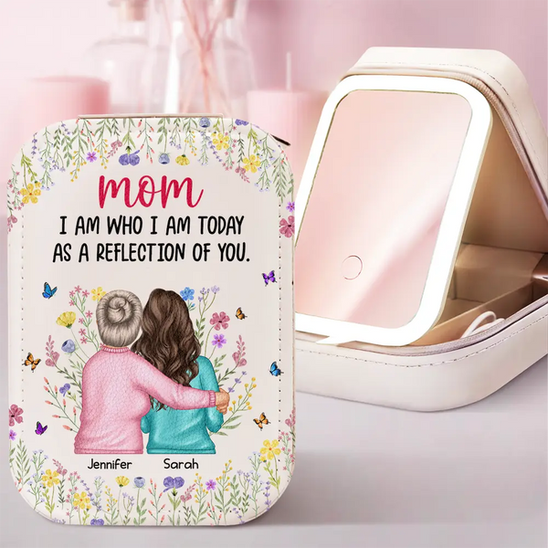 Gift For Mother, Mom - Daughters (Adult), Happy - Mother Daughter A Reflection Of You - Personalized Makeup Box With LED Mirror