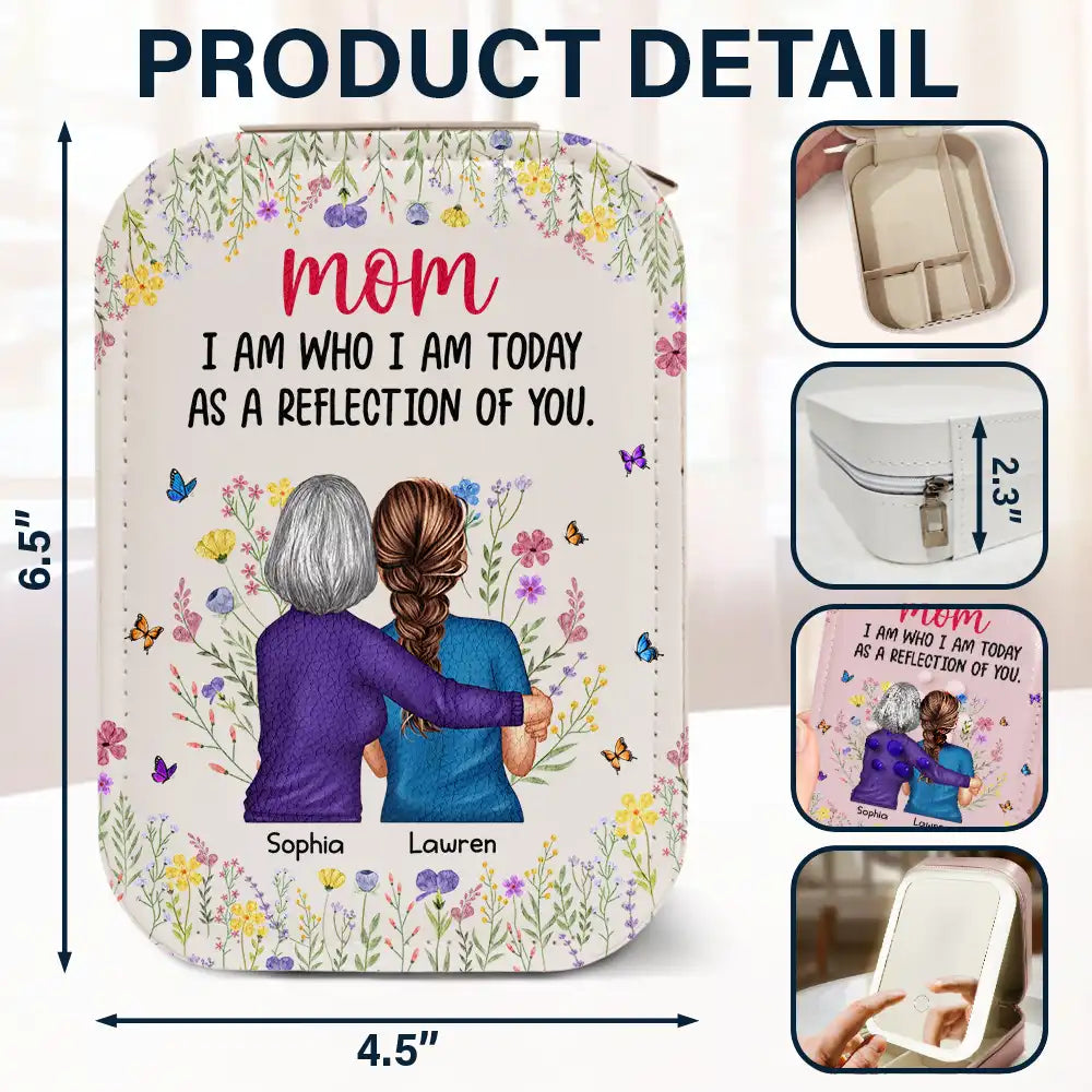 Gift For Mother, Mom - Daughters (Adult), Happy - Mother Daughter A Reflection Of You - Personalized Makeup Box With LED Mirror