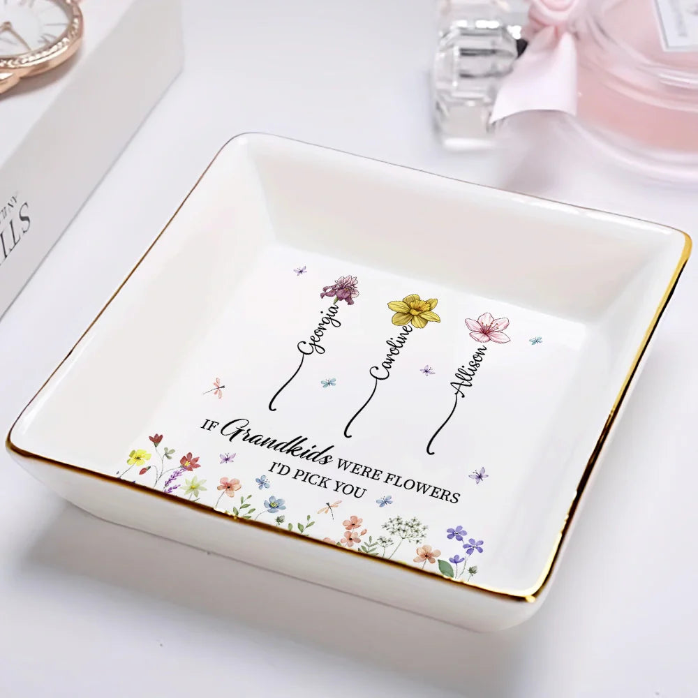 Gift For Daughter,Gift For Grandkids,Mom - Daughters (Adult),Happy - Mother If Daughters Were Flower I'd Pick You - Personalized Ring Dish