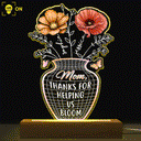 Gift For Mother,Love - Mother Thanks For Helping Us Bloom Birth Flower - Personalized 3D Led Light Wooden Base