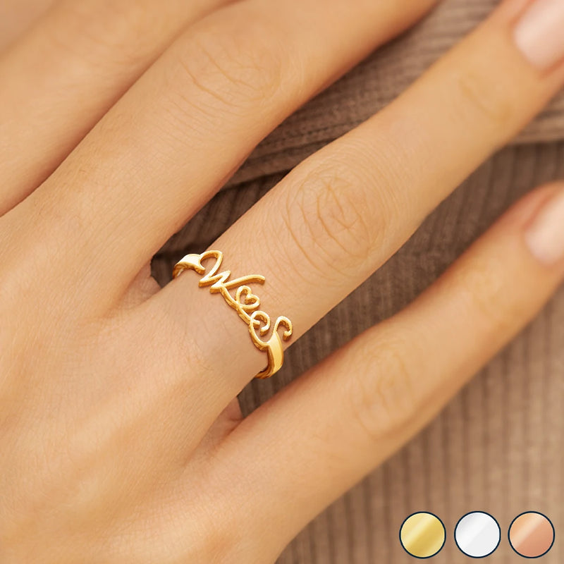 Gift For Wife,Gift For Girlfriend,Gift For Yourself,Gift For Women,Gift For Sibling,Gift For Sisters,Gift For Bestie,Love,Gift For Mother,Gift For Grandma - Multiple Initials With Heart - Personalized Custom Shaped Ring