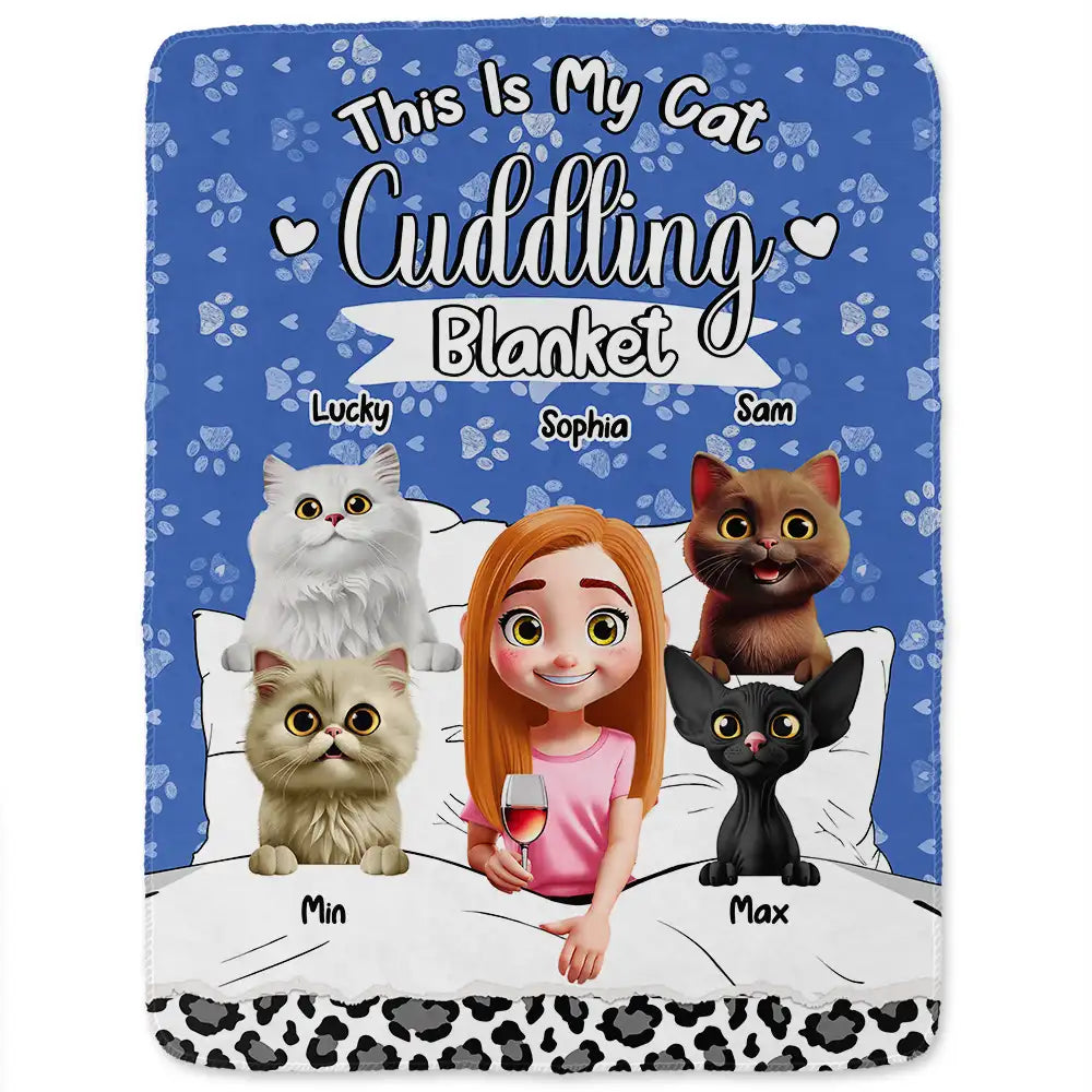 Cat Lovers,Cat Mom,Cat Dad,Pet Lovers,Pet Mom,Pet Dad - My Cat Cuddling Blanket - Personalized Fleece Blanket, Sherpa Blanket
