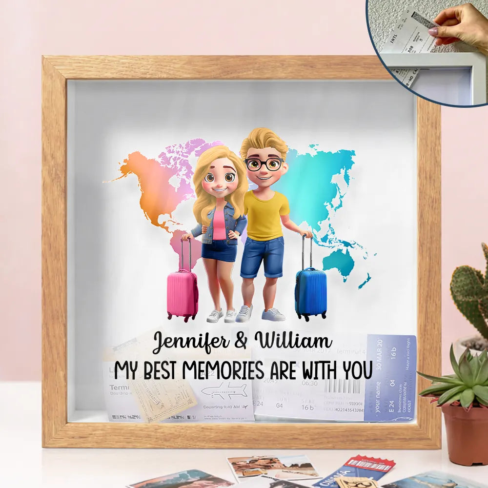Old Couples,Gift For Husband,Gift For Wife,Gift For Boyfriend,Gift For Girlfriend,Travel,Happy - My Best Memories Are With You - Personalized Ticket Memory Box