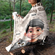 Pet Lovers,Pet Mom,Cat Mom,Dog Mom - My Cat Dog Cuddling Blanket Peeking - Personalized Fleece Blanket, Sherpa Blanket