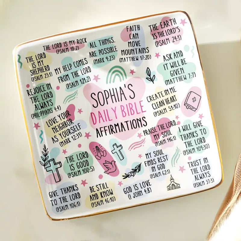 Top Market,Love,Gift For Yourself,Gift For Women,Gift For Men,Christian - My Daily Bible Affirmations - Personalized Ring Dish