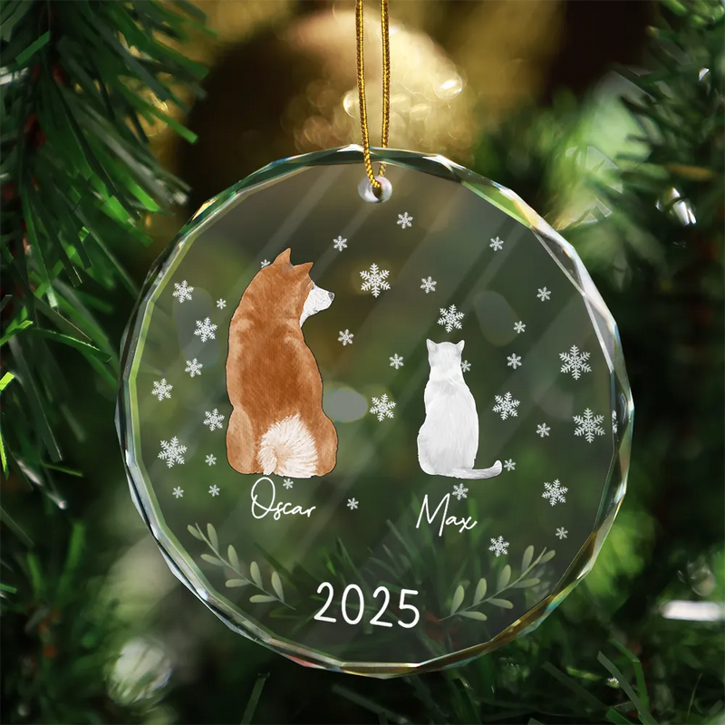 My Dogs Cats Pet - Personalized Circle Glass Ornament