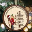 Christmas,Travel,Gift For Couples,Gift For Husband,Gift For Wife,Gift For Boyfriend,Gift For Girlfriend,Happy - My Favorite Adventure Partner Couple - Personalized 2-Layered Wooden Ornament