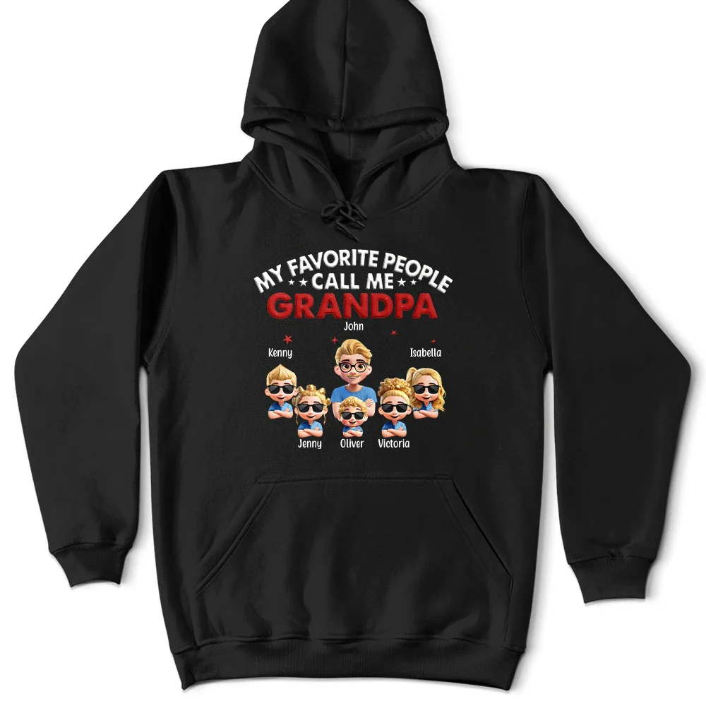 Gift For Grandpa,Gift For Father - My Favorite People Call Me Dad Grandpa 3D Effect - Personalized T Shirt