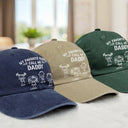 Gift For Grandpa, Gift For Grandparents, Gift For Father, Happy - My Favorite People Call Me Papa Kid Stick Figures - Personalized Vintage Washed Denim Cap