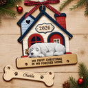 Christmas,Pet Lovers,Vector,Happy - My First Christmas In My Forever Home - Personalized Wooden Ornament With Tag