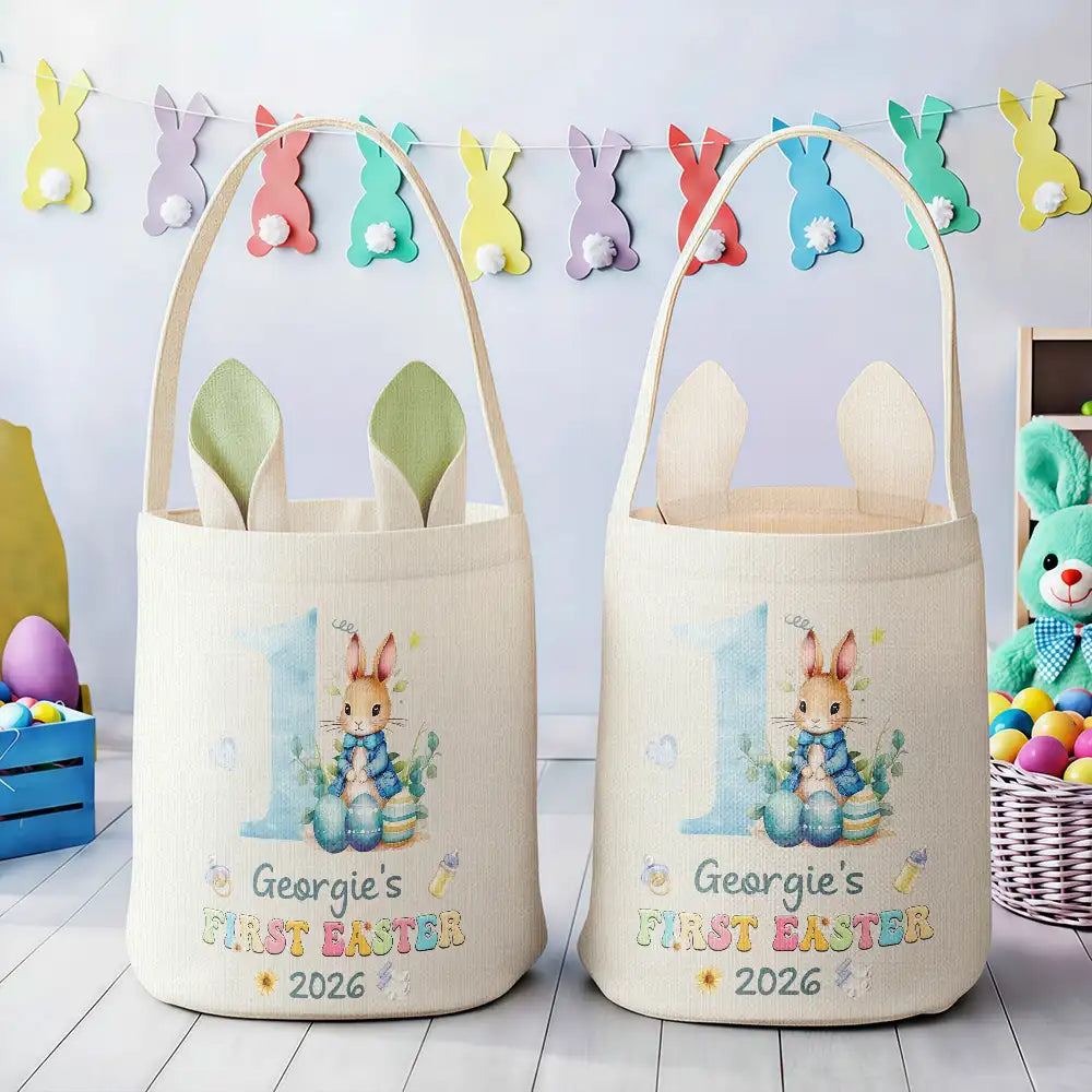 Easter,New baby,Dad - Sons,Gift For Son,Mom - Sons,Gift For Daughter,Dad - Daughters (Young),Mom - Daughters (Young),Gift For Kids,Gift For Grandkids,Happy - My First Easter - Personalized Bunny Ears Bucket Bag