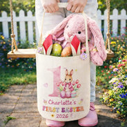 Easter,New baby,Dad - Sons,Gift For Son,Mom - Sons,Gift For Daughter,Dad - Daughters (Young),Mom - Daughters (Young),Gift For Kids,Gift For Grandkids,Happy - My First Easter - Personalized Bunny Ears Bucket Bag