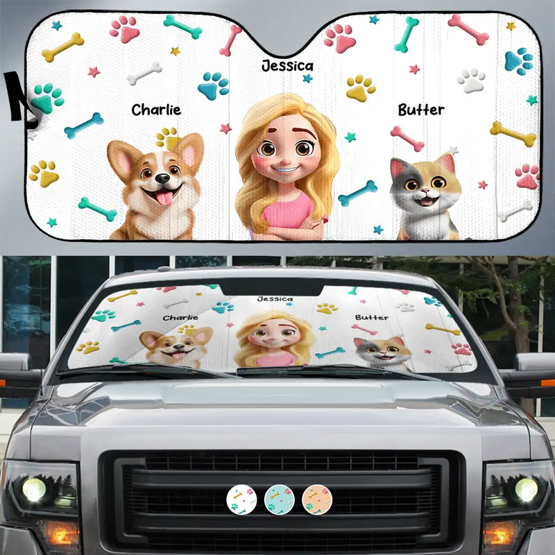 Summer, Pet Lovers, Cat Lovers, Dog Lovers - My Pet and I Are On Our Way - Personalized Auto Sunshade