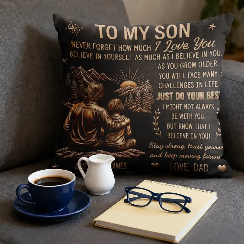 Gift For Son,Gift For Children,Indoor Decor,Inspirational,Vector - My Son Grandson Keep Moving Forward Just Do Your Best - Personalized Pillow