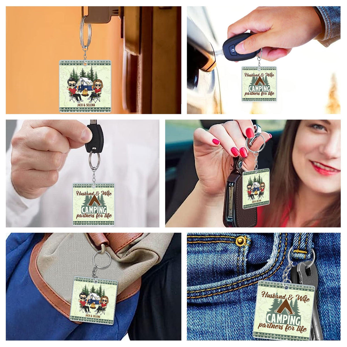 Happy Campers Adventure Awaits - Gift For Camping Couples, Wife, Husband - Personalized Custom Acrylic Keychain