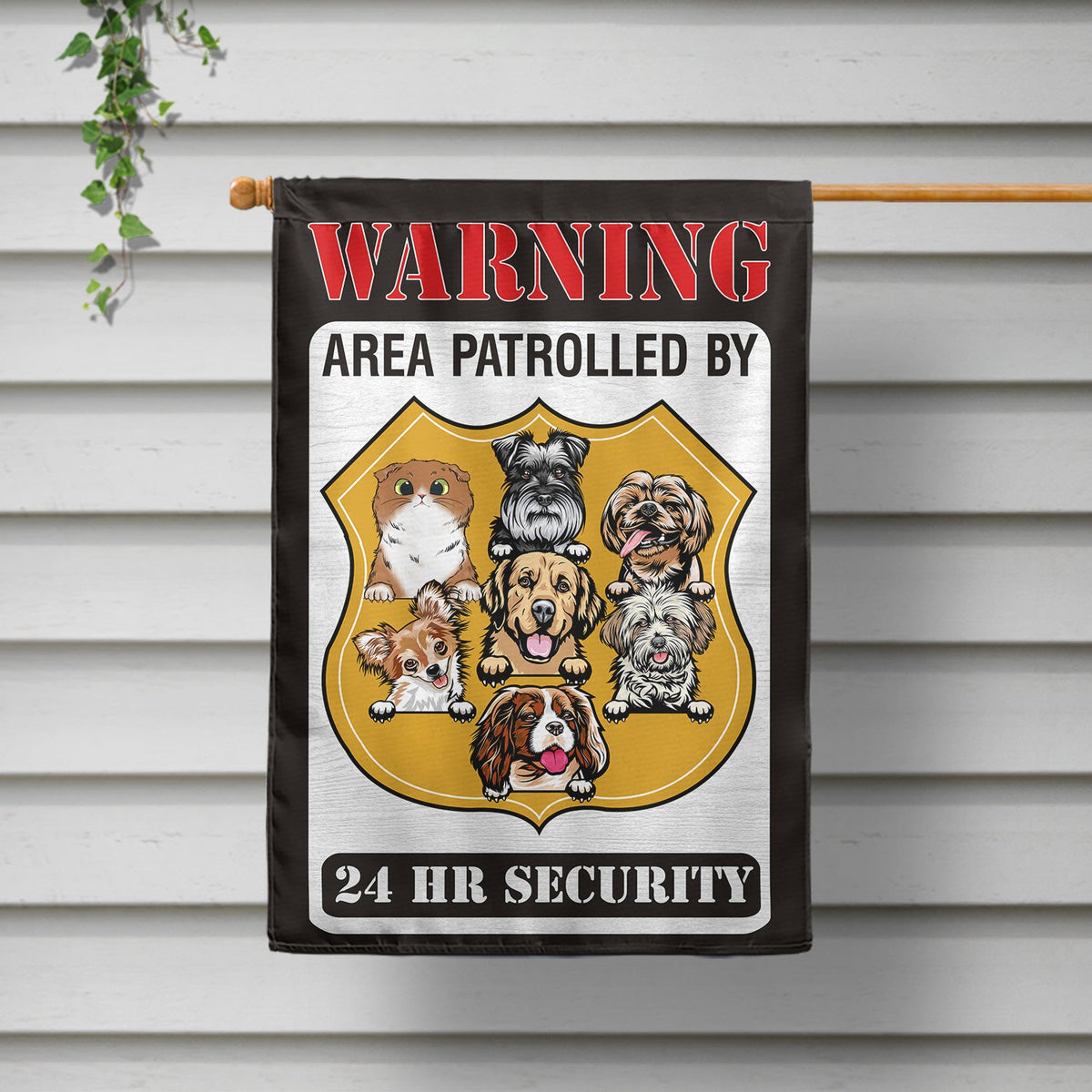 Warning Area Patrolled By Dogs And Cats - Outdoor Home Decor Gift For Pet Lovers - Personalized Flag
