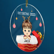 First Christmas - Christmas Gift For Family - Personalized Circle Acrylic Ornament