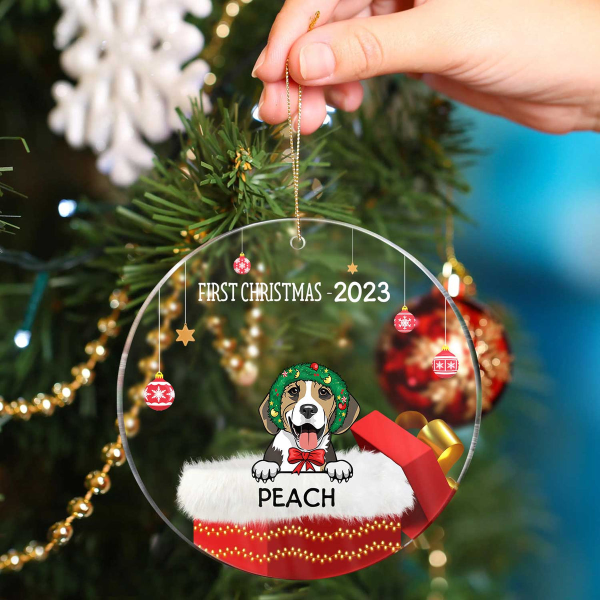 First Christmas - Christmas Gift For Family - Personalized Circle Acrylic Ornament