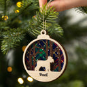 Snow Scene Plaid Wood Dog - Christmas Gift For Dog Lovers - Personalized 2-Layered Wooden Ornament