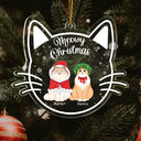 Meowy Christmas Happy Pawlidays - Christmas Gift For Cat Lovers - Personalized Custom Shaped Acrylic Ornament