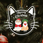 Meowy Christmas Happy Pawlidays - Christmas Gift For Cat Lovers - Personalized Custom Shaped Acrylic Ornament