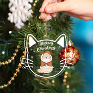 Meowy Christmas Happy Pawlidays - Christmas Gift For Cat Lovers - Personalized Custom Shaped Acrylic Ornament