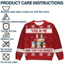 Couple You & Me And The Fur Babies Cartoon Style - Christmas Gift For Pet Lovers, Dog Lovers, Cat Lovers - Personalized Unisex Ugly Sweater