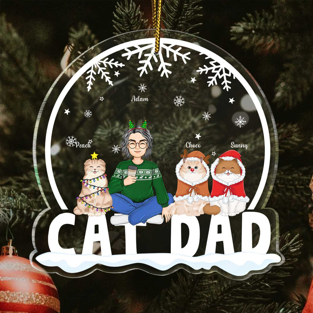 Cat Mom Cat Dad - Christmas Gift For Cat Lovers - Personalized Custom Shaped Acrylic Ornament