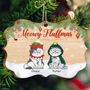 Meowy Fluffmas Funny Cartoon Cats - Christmas Gift For Cat Lovers - Personalized Medallion Wooden Ornament