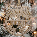 Custom Name Christmas Bauble - Gift For Family - Personalized Wooden Cutout Ornament
