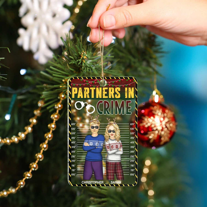 Partners In Crime BFF Best Friends - Christmas Gift For Besties, Siblings, Sisters, Brothers - Personalized Custom Shaped Acrylic Ornament