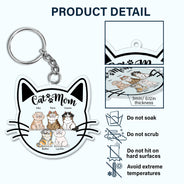 Cat Mom Cartoon - Gift For Cat Lovers - Personalized Acrylic Keychain