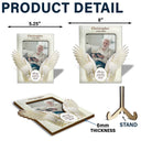Custom Photo Cherished In Our Hearts Enfolded In Angel Wings - Memorial Gift, Sympathy Gift - Personalized 2-Layered Wooden Plaque With Stand