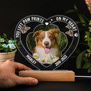Custom Photo Dog Cat My Favorite Hello & Hardest Goodbye - Pet Memorial Gift, Sympathy Gift - Personalized 3D Led Light Wooden Base