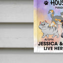 Welcome To The Cats' House Funny Cartoon Style - Home Decor Gift For Cat Lovers - Personalized Flag
