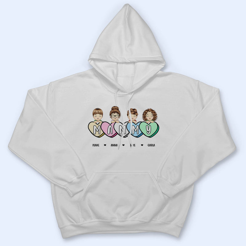 Mama's Sweet Candy Hearts - Birthday, Loving Gift For Mother, Mom, Grandma, Grandmother - Personalized T Shirt