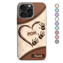 Grandma Mom Heart Kids' Handprints - Gift For Grandmother, Mother - Personalized Clear Phone Case