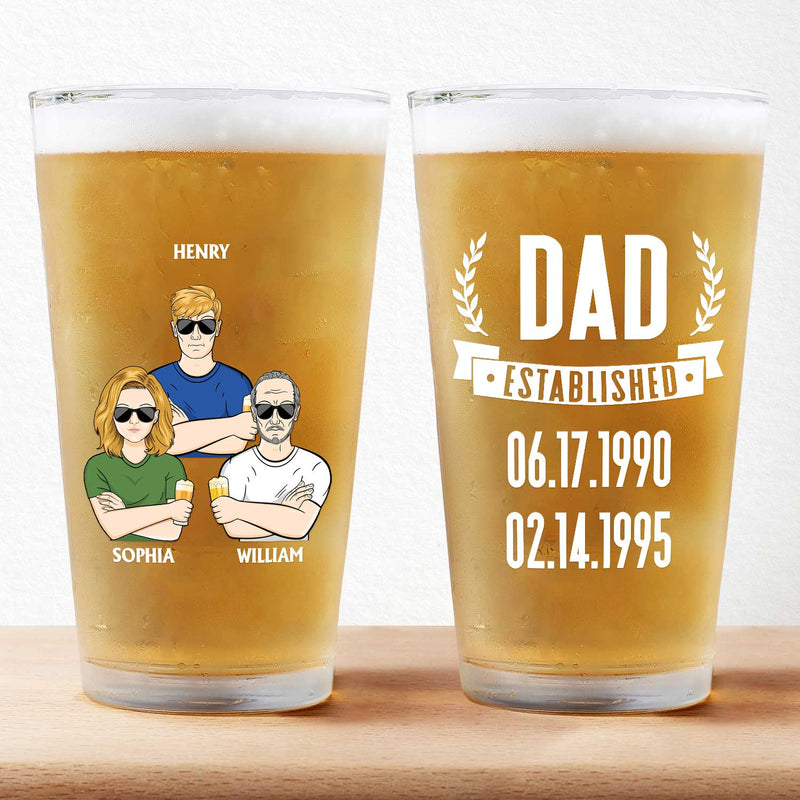 Dad Grandpa Established - Gift For Father, Grandfather, Husband - Personalized Beer Glass