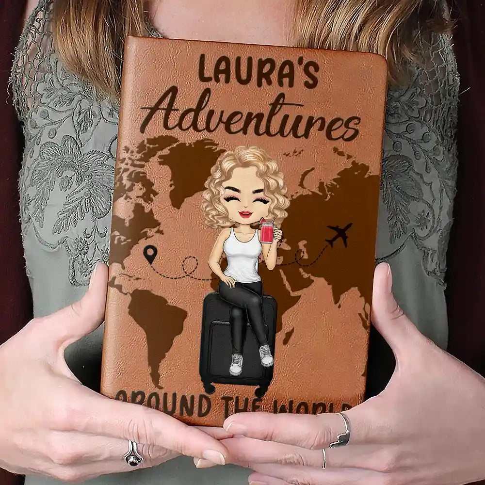 My Adventures Around The World - Personalized Leather Journal