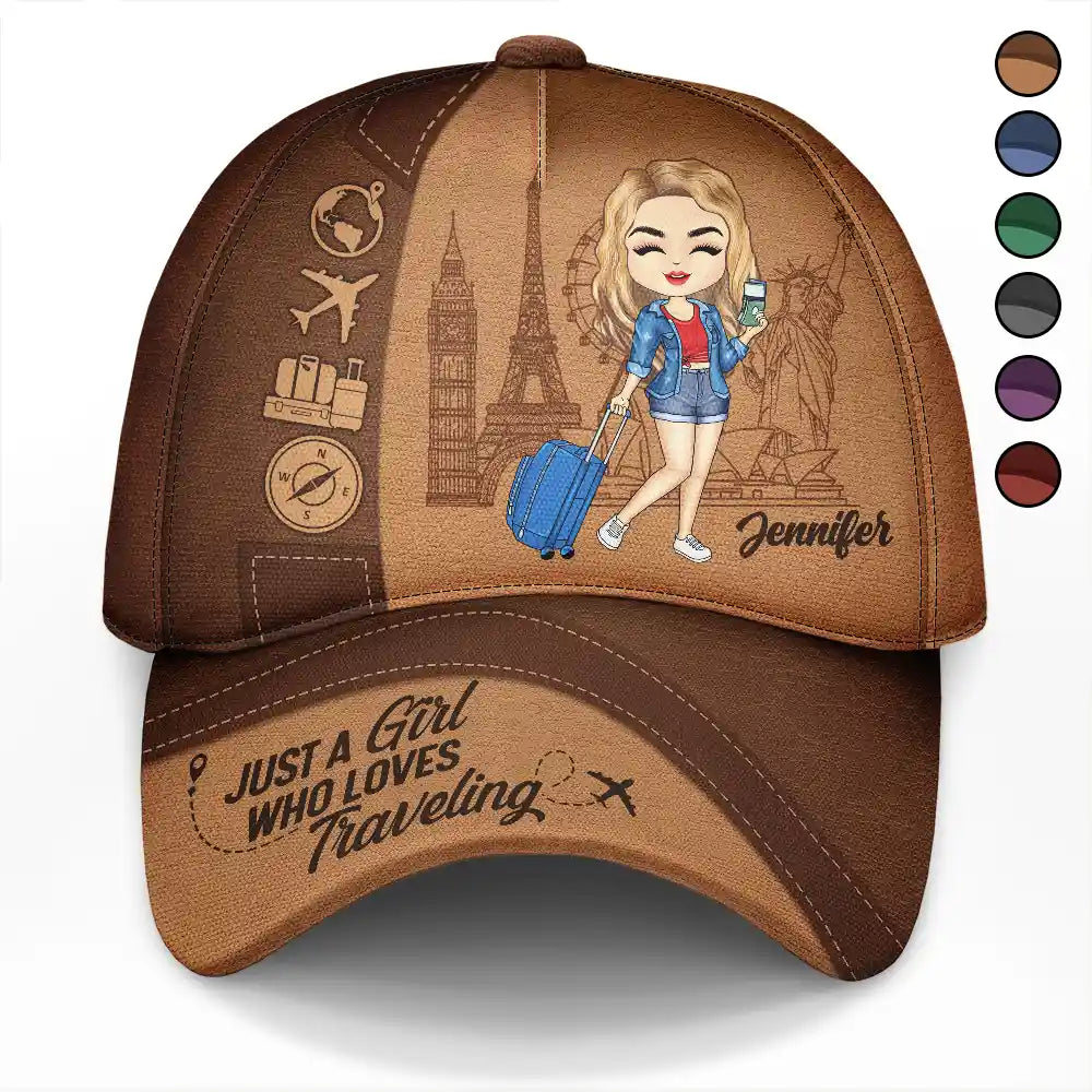 Just A Girl Boy Loves Traveling - Personalized Classic Cap