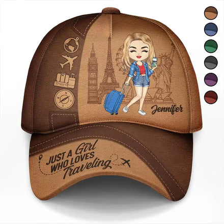 Just A Girl Boy Loves Traveling - Personalized Classic Cap